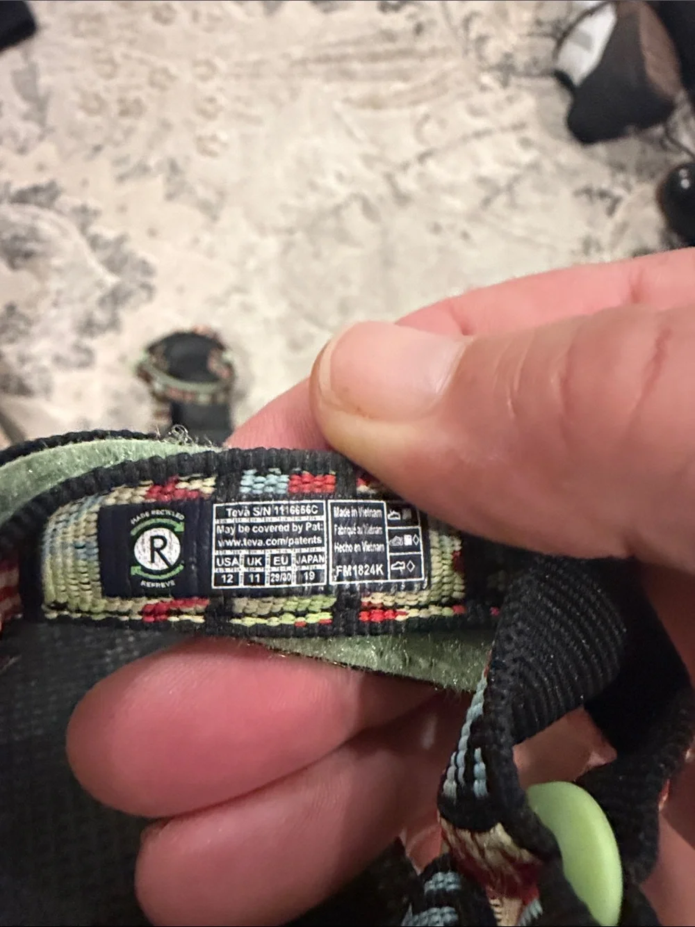 Teva Kids Black Sandals with Red, Green and Blue Aztec Straps